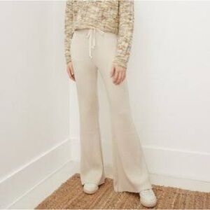 American Eagle Outfitters Cream Waffle Flare Pants